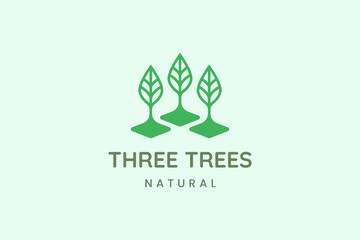 Fototapeta premium Simple three leaf logo for business representing nature