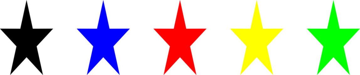 Obraz premium Sets Of 5 Classic star. 5 Colorfull simple icon.Star Icon Illustration on white bakcground.