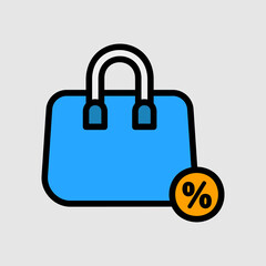 Handbag icon in filled line style about black friday, use for website mobile app presentation