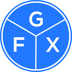 GFX letter logo design on White background. GFX creative Circle letter logo concept. GFX letter design. 
