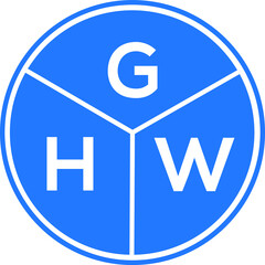 Fototapeta premium GHW letter logo design on White background. GHW creative Circle letter logo concept. GHW letter design. 