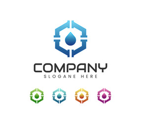 Polygonal plumbing logo design. Plumbing logo design template vector