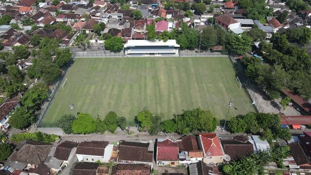 aerial view, the national standard Karang Kotagede mini stadium, one of the prides of the mini stadium in Yogaykarta, Indonesia.