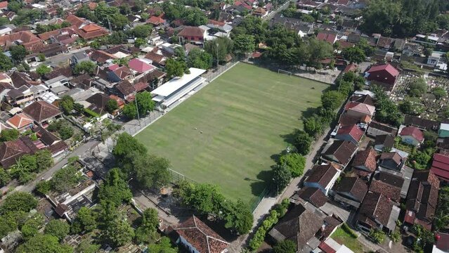 aerial view, the national standard Karang Kotagede mini stadium, one of the prides of the mini stadium in Yogaykarta, Indonesia.