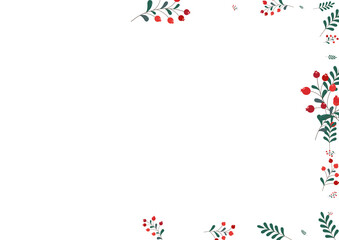 Burgundy Rowan Background White Vector. Foliage September Illustration. Red Leaf Dead. Vibrant Template. Berries Symbol.