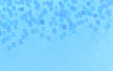 3DCG　夏の海のイメージ、立方体のアブストラクト、コピースペース