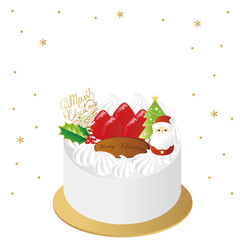 Christmas　クリスマスケーキ　クリスマス　サンタ　ケーキ　コピースペース　フレーム　背景　シンプル　イラスト　白