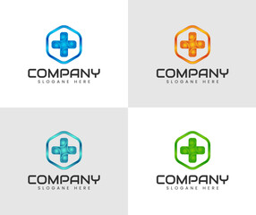 Pharmacy logo medicine abstract design vector template. natural Medical clinic Hexagon Logotype concept icon.