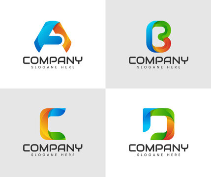 Collection of letter  a, b, c, d,  logo design. Abstract logos collection with letters