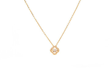 Fototapeta na wymiar golden pendant with chain on white background