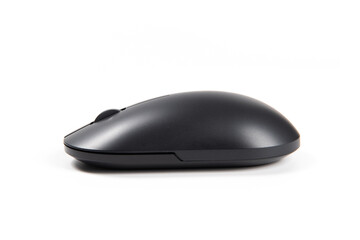 black wireless mouse isolated on whtie background