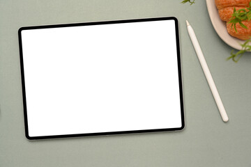Overhead shot, Simple workspace with tablet touchpad