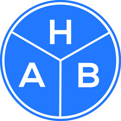 HAB letter logo design on White background. HAB creative Circle letter logo concept. HAB letter design. 