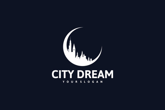 city dream logo with moon concept, logo inspiration for your business.