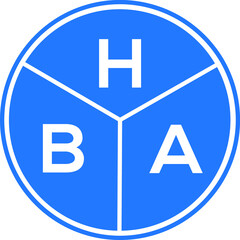 Fototapeta premium HBA letter logo design on White background. HBA creative Circle letter logo concept. HBA letter design. 