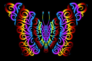 Beautiful gradient colour butterfly design  illustration for wallpaper background ads clothing or logo