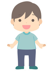 笑顔の男の子のイラスト　夏　半袖