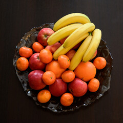 View of the fruit plate from above,