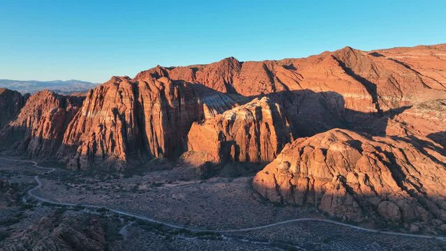 Aerial 4K drone video of red rock petrified sandstone dunes in southern Utah