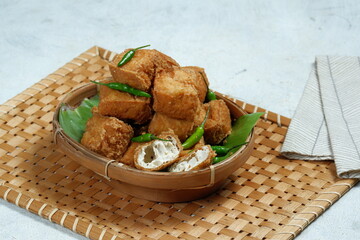 tahu sumedang,Popular street food of deep-fried bean curd.is one of the typical snacks from...