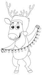 Deer doodle outline for colouring