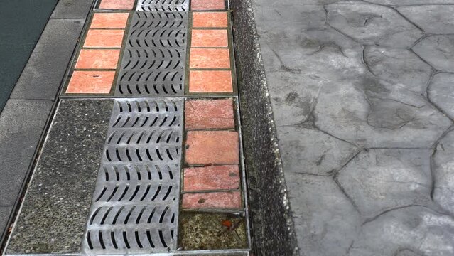 Stormwater drainage on city streets. 