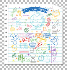 Hand drawn doodle of sciene icons