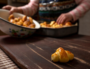 Homemade rolls with jam  at home