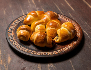 Homemade rolls with jam  at home