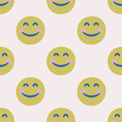 Seamless vector facial expression pattern. Repeat chat emoji background for fabric, textile, wrapping, cover etc.	