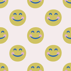 Seamless vector facial expression pattern. Repeat chat emoji background for fabric, textile, wrapping, cover etc.	