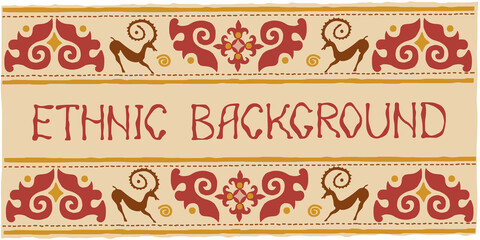 Ethnic background on the theme of Scythian and Turkic art, vector design