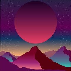 Obraz premium landscape with mountains and moon