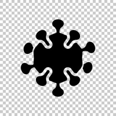 Simple icon of virus or bacteria, infection logo. Black symbol on transparent background