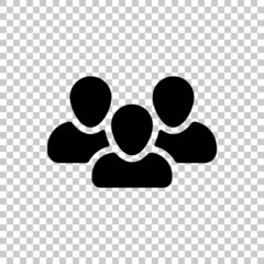 Group of people, teamwork or business community, social icon. Black symbol on transparent background