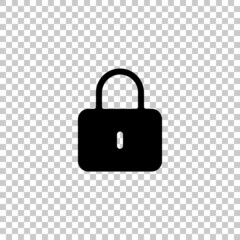 Locked padlock, private information, simple icon. Black symbol on transparent background
