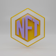 3D render NFT non-fungible token icon isolate on white background. Crypto Icon or Logo Symbol. Crypto currency NFT token isolated on white background. 3D rendering illustration.