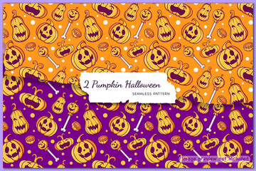 Pumpkin Halloween Background Seamless Pattern
