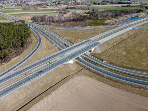 Fast traffic intersection, photo from the drone.