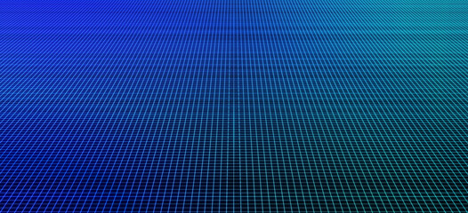 Huge 3D grid space. A vast or large 3d mesh or grid in blue and green glow, with dimension or  perspective. Fabric of space time.  high resolution. 3D Illustration,3D rendering.