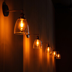 Wall lamp in the restaurant