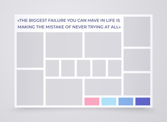 Fototapeta premium Photo collage. Mood board template. Banner with mosaic pictures. Vector illustration.