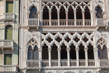 Venezia. Dettaglio della facciata gotica della Cà D' Oro