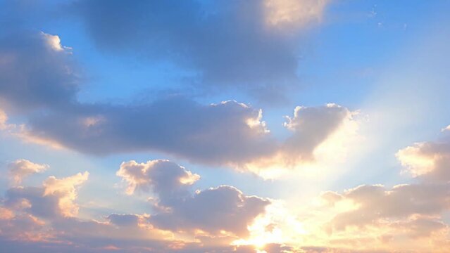 4K UHD : Sky Timelapse, Burning sky and shining, Red purple orange blue pink sunset. Romantic colorful sunset.
