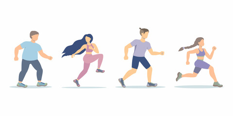 Fototapeta na wymiar Running people on a white background. vector illustration