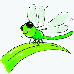 Cute Dragonfly water color hand drawn