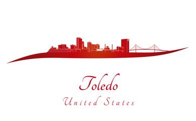 Toledo OH skyline in red - obrazy, fototapety, plakaty