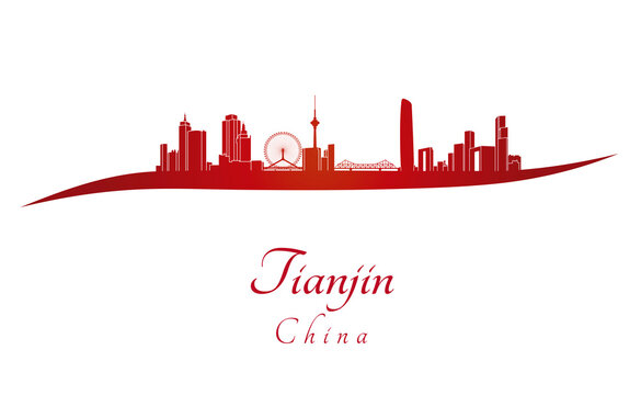 Tianjin Skyline In Red