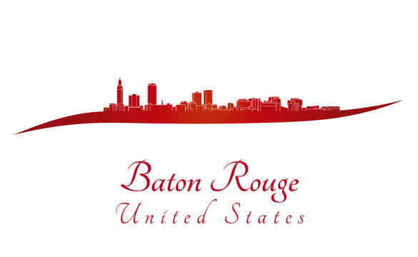 Baton Rouge skyline in red