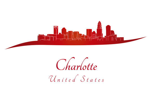 Charlotte skyline in red